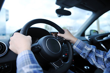 Image showing man using car navigation