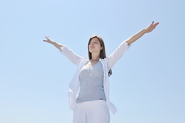 Image showing young woman relax  on beach