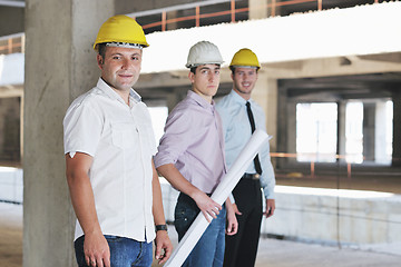 Image showing Team of architects on construciton site