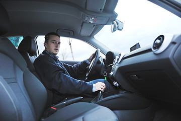 Image showing man using car navigation