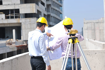 Image showing Team of architects on construciton site