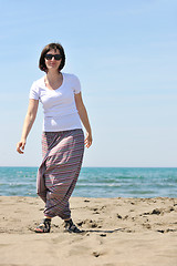 Image showing young woman relax  on beach