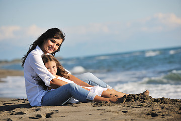 Image showing mom and daughter portrait on beach