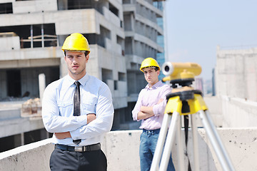 Image showing Team of architects on construciton site