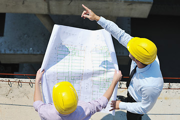 Image showing Team of architects on construciton site