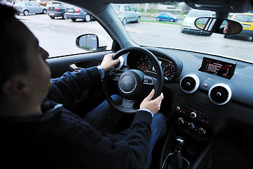 Image showing man using car navigation