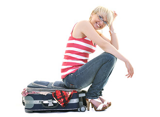 Image showing woman with travel bag