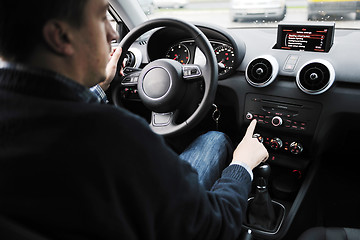 Image showing man using car navigation