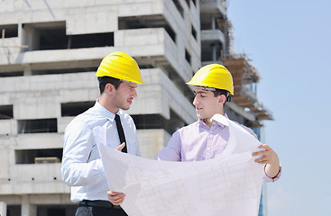 Image showing Team of architects on construciton site