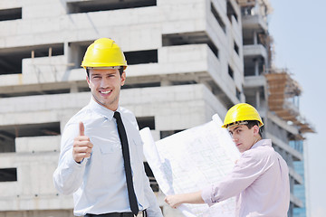 Image showing Team of architects on construciton site