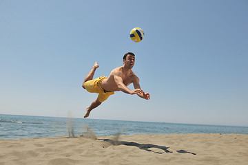 Image showing male beach volleyball game player