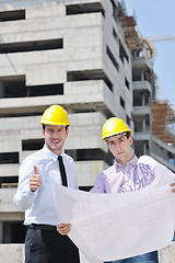 Image showing Team of architects on construciton site