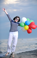 Image showing young woman relax  on beach