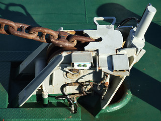 Image showing Anchor winder device on a ship