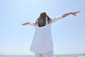 Image showing young woman relax  on beach