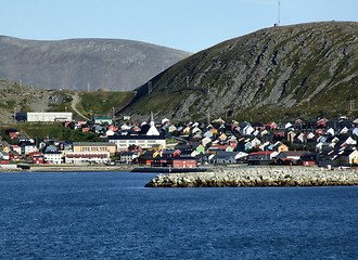 Image showing Quaint fishing harbor town in Norway