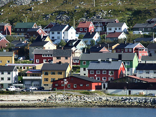 Image showing Colorful harbor town in Scandinavia