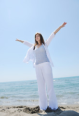 Image showing young woman relax  on beach