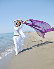 Image showing young woman relax  on beach
