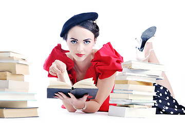 Image showing beautiful young woman read book