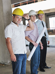 Image showing Team of architects on construciton site