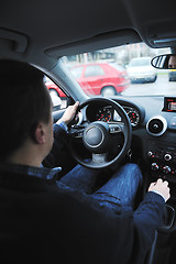 Image showing man using car navigation