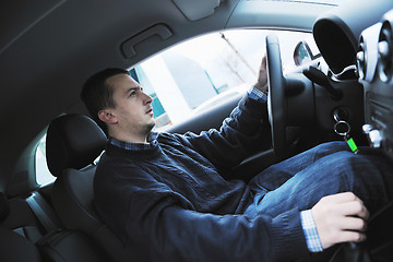 Image showing man using car navigation