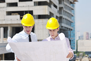 Image showing Team of architects on construciton site