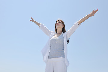 Image showing young woman relax  on beach