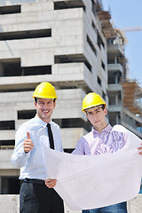 Image showing Team of architects on construciton site