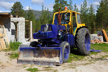 Image showing Old tractor on a construction site