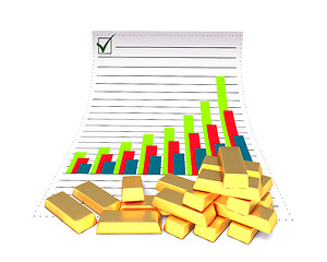 Image showing Gold bars and chart