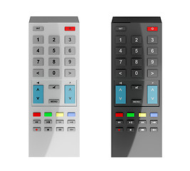 Image showing Black and gray remote controls