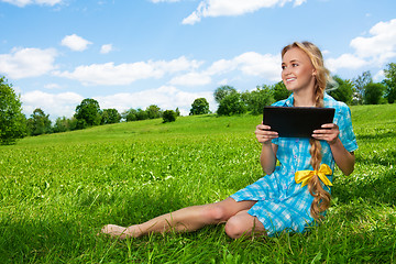 Image showing happy student with tablet pc