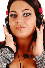 Image showing Closeup of girl with headphones.