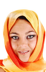 Image showing Beautiful face with scarf.