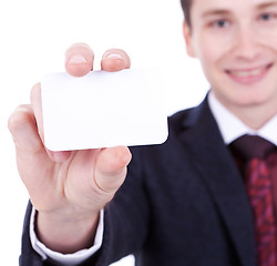 Image showing business card in business man's hand