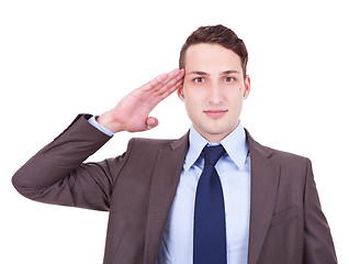 Image showing military businessman saluting