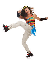 Image showing woman dancer kicking and dancing