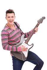Image showing Rock star with an electric guitar