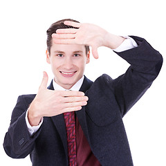 Image showing business man making a hand frame