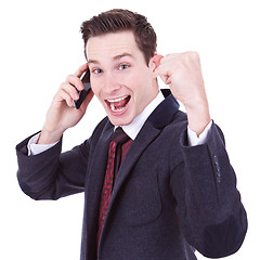 Image showing winner on the phone