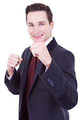 Image showing Business man ready for a fight