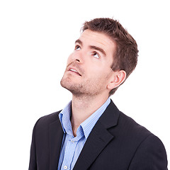 Image showing  business man looking up 
