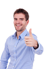 Image showing handsome young man with ok gesture