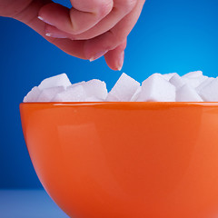 Image showing  woman reaching for some sugar cubes