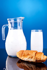 Image showing milk and croissant