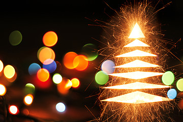 Image showing christmas tree from xmas lights