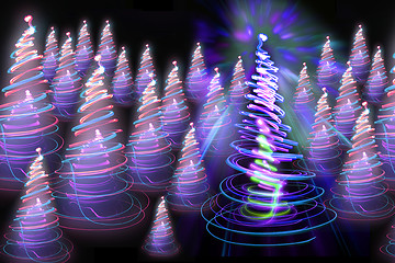 Image showing christmas forest from xmas lights