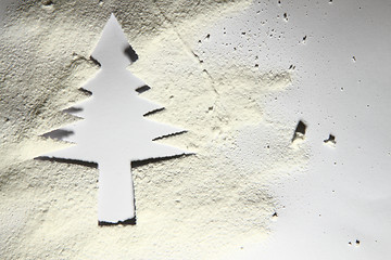 Image showing christmas tree from the paper and snow